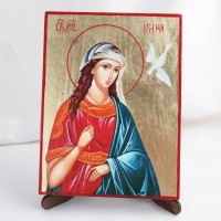 Икона Ирина на дереве, ручная отделка сусальным золотом, 17×23 см