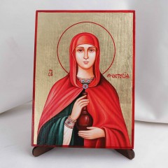 Икона Анастасия Узорешительница на дереве, ручная отделка сусальным золотом, 17×23 см