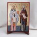 Икона Кирилл и Мефодий на дереве, ручная отделка сусальным золотом, 17×23 см