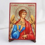 Икона Ангел Хранитель на дереве, ручная отделка сусальным золотом, 17×23 см