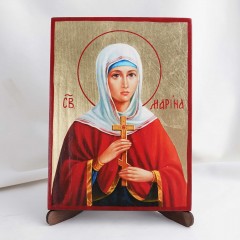 Икона Марина на дереве, ручная отделка сусальным золотом, 17×23 см