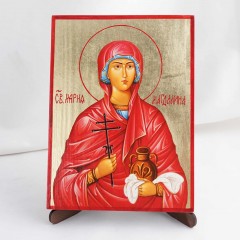 Икона Мария Магдалина на дереве, ручная отделка сусальным золотом, 17×23 см