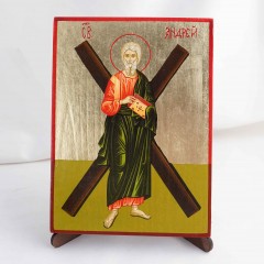 Икона Андрей Первозванный на дереве, ручная отделка сусальным золотом, 17×23 см