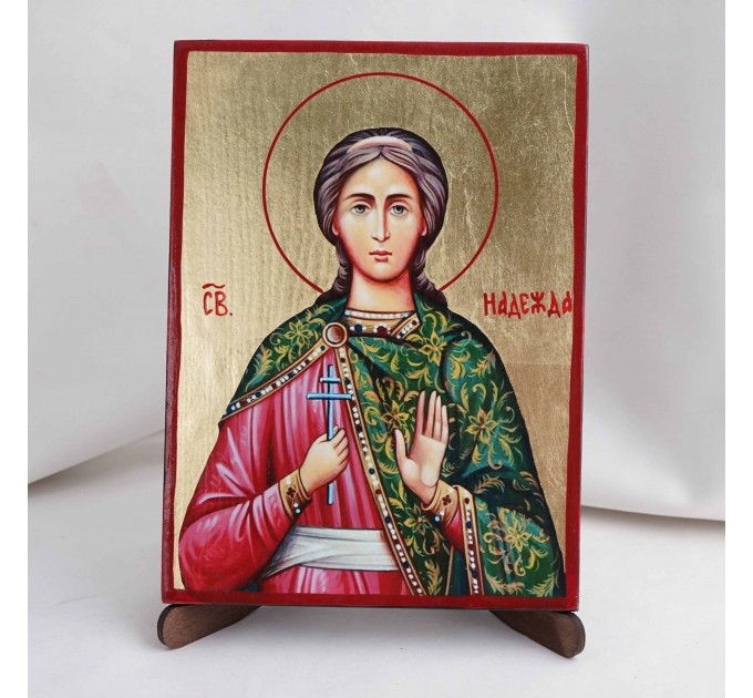 Икона Надежда на дереве, ручная отделка сусальным золотом, 17×23 см