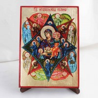 Икона Неопалимая Купина БМ на дереве, ручная отделка сусальным золотом, 17×23 см