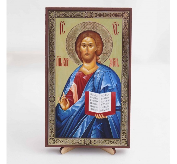 Икона Господь Вседержитель на дереве №102 11.5х19 с двойным тиснением