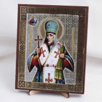 Икона Иосаф Белгородский на дереве №110 13х16 с двойным тиснением