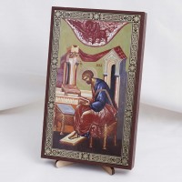 Икона Лука Апостол на дереве №111 11.5х19 с двойным тиснением