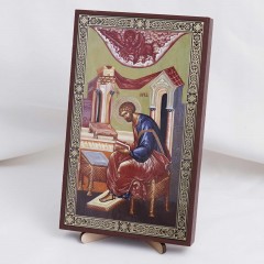Икона Лука Апостол на дереве №111 11.5х19 с двойным тиснением