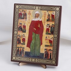 Икона Ксения Петербургская на дереве №113 13х16 с двойным тиснением
