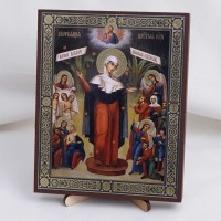 Икона Всех скорбящих Радость БМ на дереве №115 13х16 с двойным тиснением
