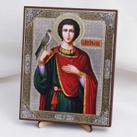 Икона Трифон на дереве №123 13х16 с двойным тиснением