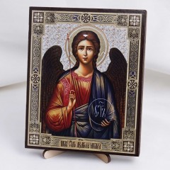 Икона Михаил Архангел на дереве №127 13х16 с двойным тиснением