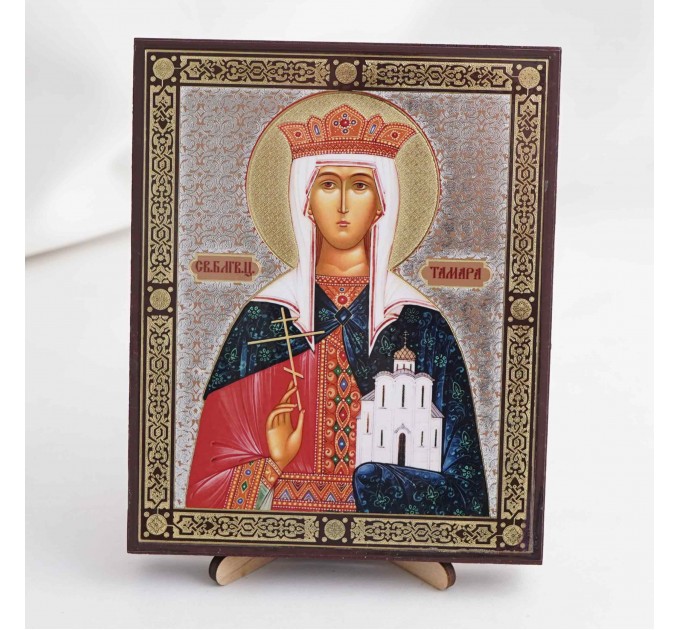 Икона Тамара на дереве №135 13x16 с двойным тиснением