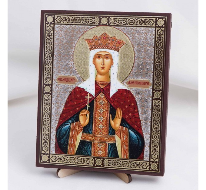 Икона Александра Римская на дереве №140 13x16 с двойным тиснением
