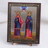 Икона Косма и Дамиан на дереве №157 13x16 с двойным тиснением