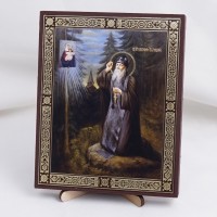Икона Серафим Вырицкий на дереве №160 13х16 с двойным тиснением