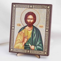 Икона Андрей Первозванный на дереве №17 13х16 с двойным тиснением