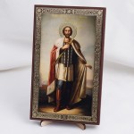 Икона Александр Невский на дереве №174 11.5х19 с двойным тиснением