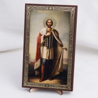 Икона Александр Невский на дереве №174 11.5х19 с двойным тиснением