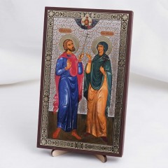 Икона Адриан и Наталия на дереве №183 11.5х19 с двойным тиснением