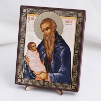Икона Стилиан Пафлагонский на дереве №195 13х16 с двойным тиснением