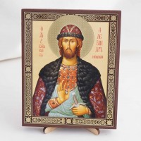 Икона Александр Невский на дереве №215 13х16 с двойным тиснением