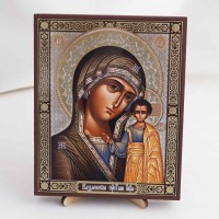 Икона Казанская БМ на дереве №216 13х16 с двойным тиснением