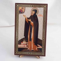 Икона Нил Столобенский на дереве №232 11.5х19 с двойным тиснением