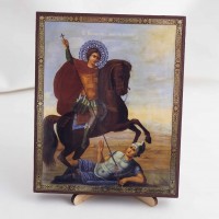 Икона Димитрий Солунский на дереве №234 13х16 с двойным тиснением