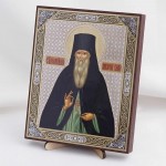 Икона Амвросий Оптинский на дереве №59 13х16 с двойным тиснением