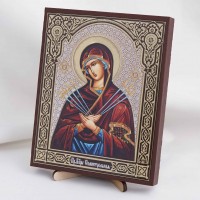 Икона Семистрельная БМ на дереве №6 13х16 с двойным тиснением