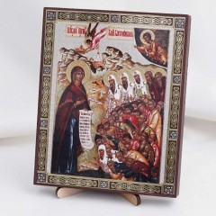 Икона Боголюбская БМ на дереве №77 13x16 с двойным тиснением