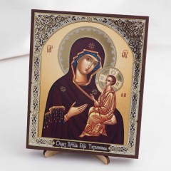 Икона Тихвинская БМ на дереве №83 13x16 с двойным тиснением