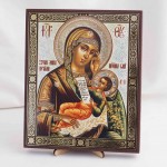 Икона Утоли моя печали БМ на дереве №106 17х21  с двойным тиснением