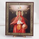 Икона Державная БМ на дереве №112 17x21 с двойным тиснением