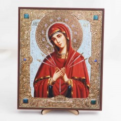 Икона Умягчение злых сердец БМ на дереве №115 17х21 с двойным тиснением