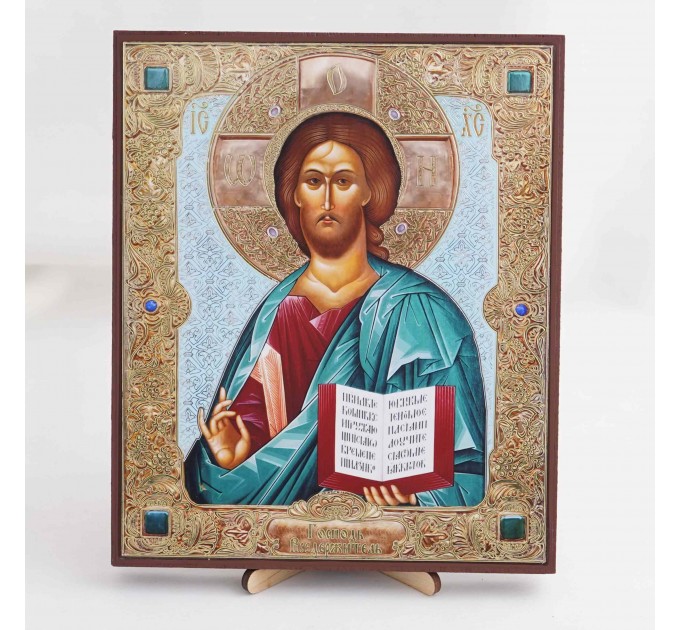 Икона Господь Вседержитель на дереве №116 17х21 с двойным тиснением