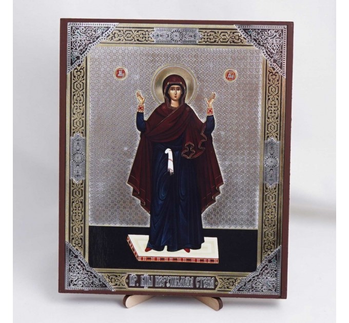 Икона Нерушимая Стена БМ на дереве №14 17x21 с двойным тиснением