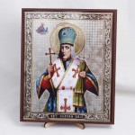 Икона Иосаф Белгородский на дереве №20 17х21 с двойным тиснением