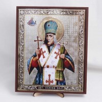 Икона Иосаф Белгородский на дереве №20 17х21 с двойным тиснением