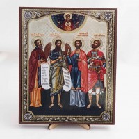 Икона Четыре Иоанна на дереве №22 17х21 с двойным тиснением