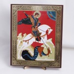 Икона Георгий Победоносец на дереве №25 17х21 с двойным тиснением