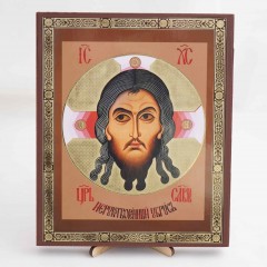 Икона Спас Нерукотворный на дереве №32 17х21 с двойным тиснением