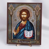 Икона Спаситель на дереве №37 17х21 с двойным тиснением