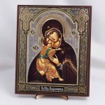 Икона Владимирская БМ на дереве №38 17х21 с двойным тиснением