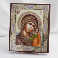 Икона Казанская БМ на дереве №39 17х21 с двойным тиснением