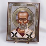 Икона Николай Чудотворец на дереве №51 17х21 с двойным тиснением