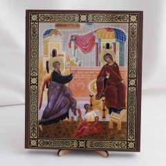 Икона Благовещение Пресвятой Богородицы на дереве №66 17х21 с двойным тиснением