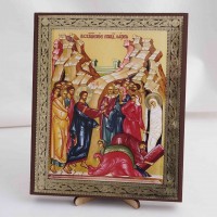 Икона Воскрешение Лазаря на дереве №7 17х21 с двойным тиснением